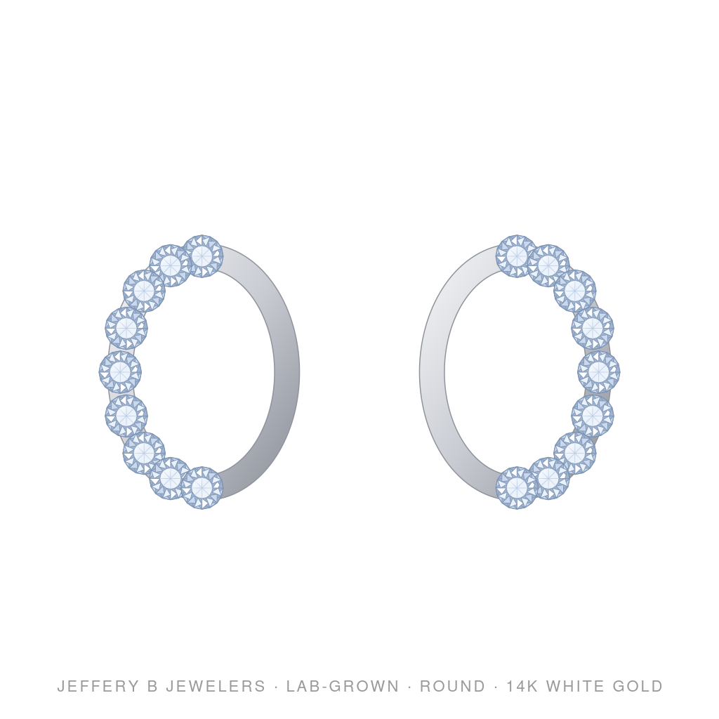 Round Lab-Grown Diamond Hoop Earrings – Oval Hoop Earrings Small – 14K White Gold