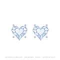 Heart Lab-Grown Diamond Stud Earrings – 4 Prong Basket Pushback – 14K White Gold