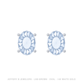 Oval Lab-Grown Diamond Stud Earrings – 4 Prong Basket Pushback – 14K White Gold