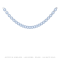 Round Lab-Grown Diamond Tennis Necklace – 17 Inch Basket 4 Prong – 14K White Gold