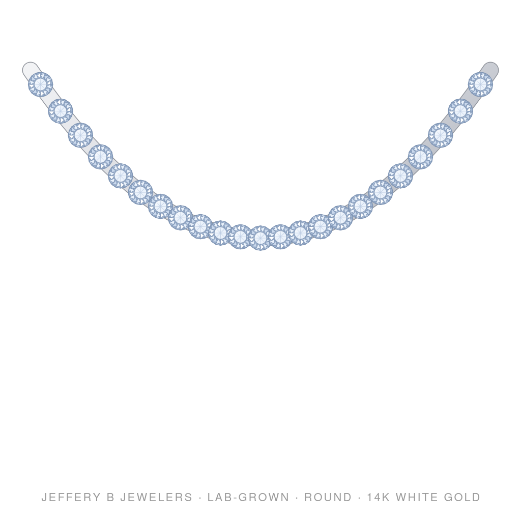 Round Lab-Grown Diamond Tennis Necklace – 17 Inch Basket 4 Prong – 14K White Gold