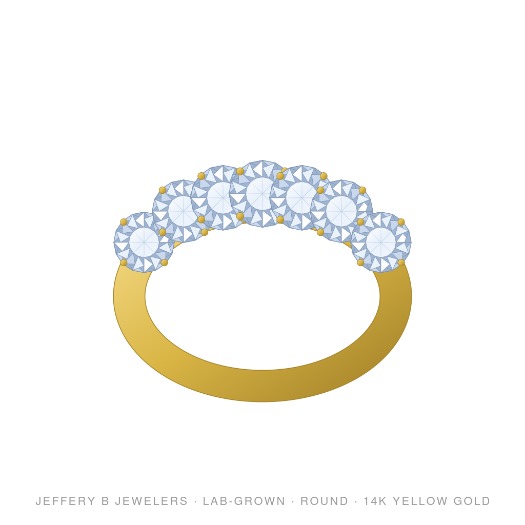 Round Lab-Grown Diamond 7-Stone Ring – 7 Stone Ring – 14K Yellow Gold