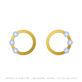 Round Lab-Grown Diamond 3-Stone Huggie Earrings – 3 Stone Huggie – 14K Yellow Gold