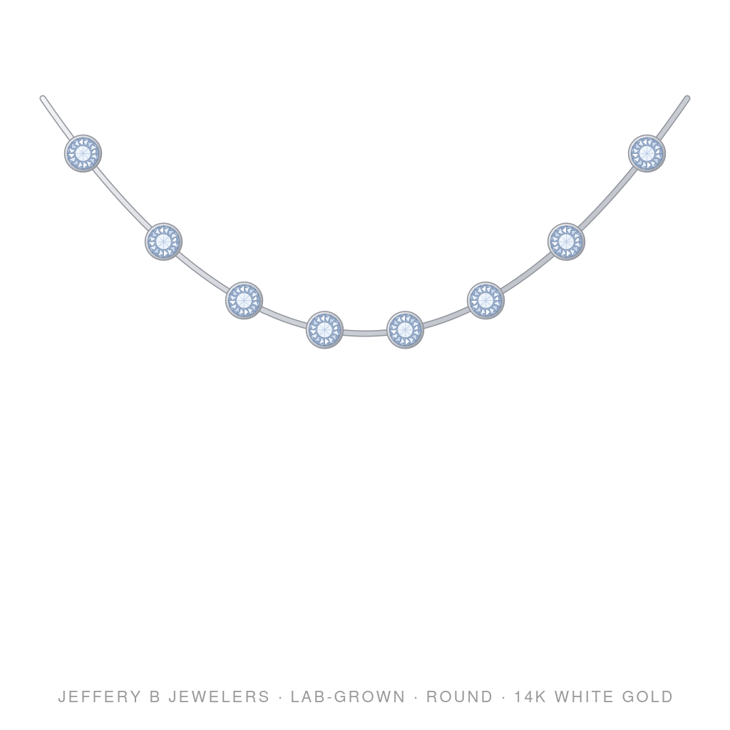 Round Lab-Grown Diamond Diamonds-by-the-Yard Necklace – Diamond By Yard 8 Station – 14K White Gold