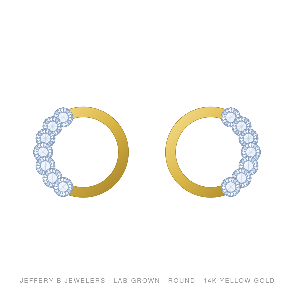 Round Lab-Grown Diamond Huggie Earrings – 14K Yellow Gold