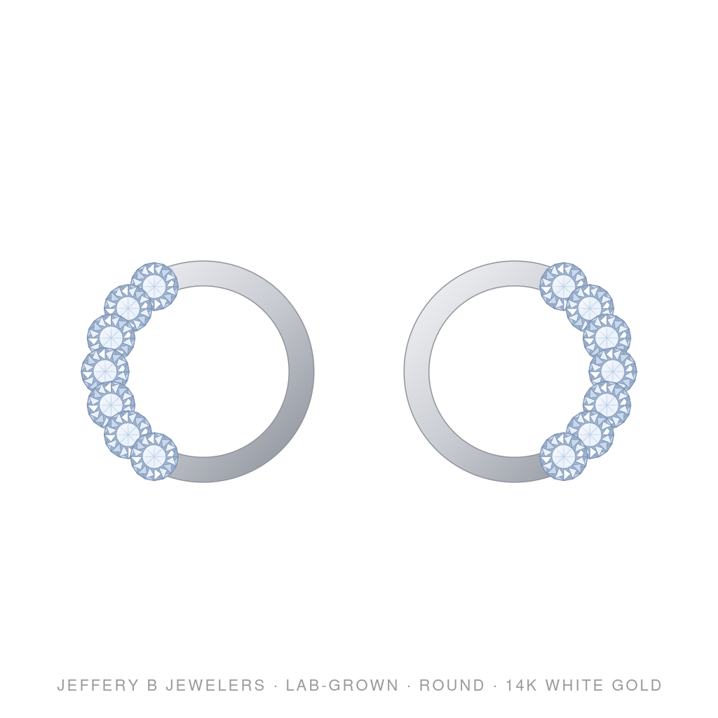 Round Lab-Grown Diamond Huggie Earrings – 14K White Gold