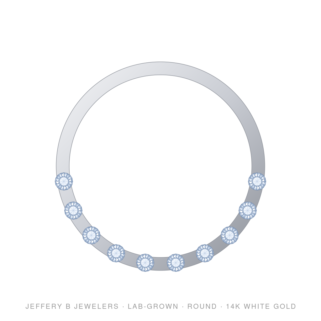 Round Lab-Grown Diamond Flex Bangle – Halfway – 14K White Gold