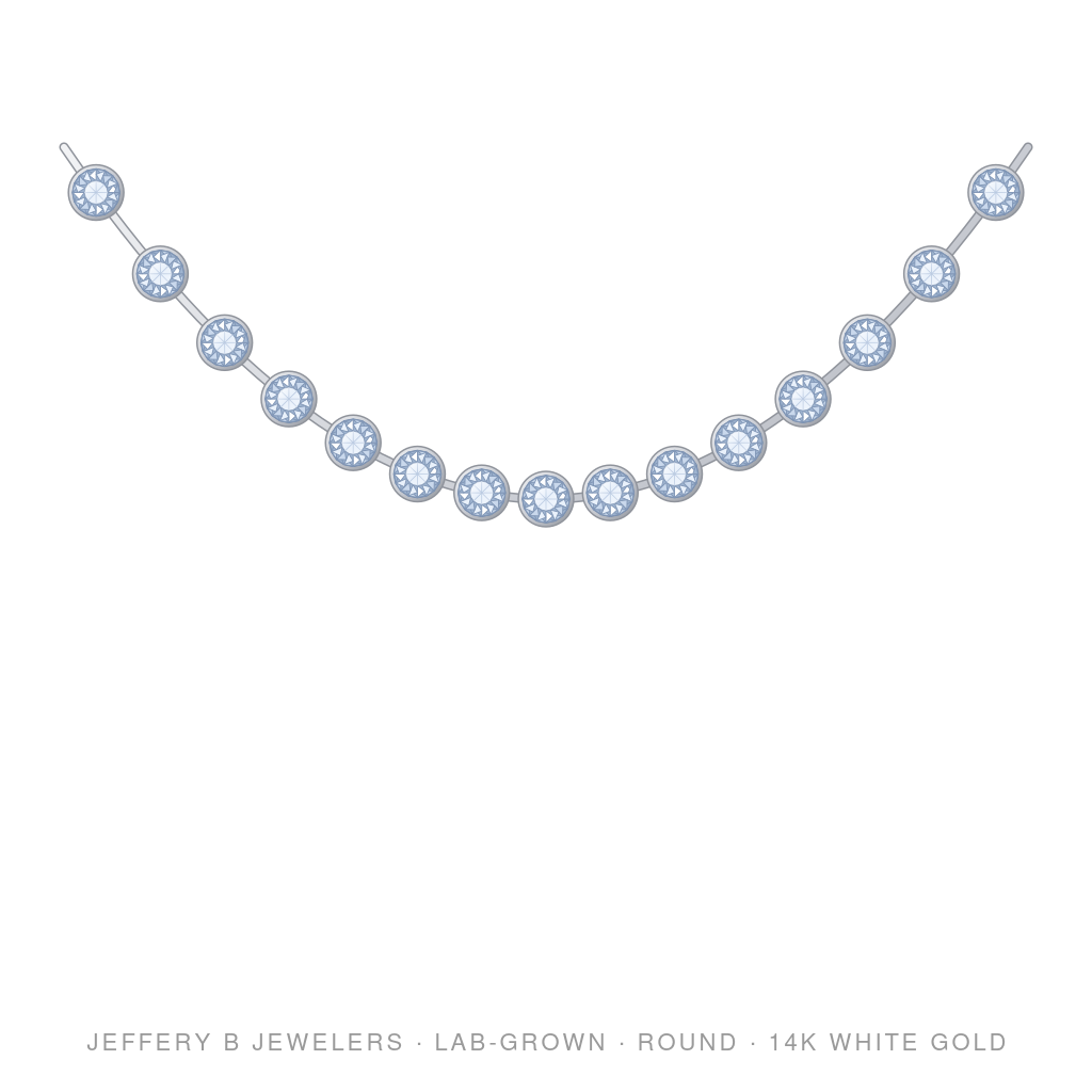 Round Lab-Grown Diamond Diamonds-by-the-Yard Necklace – Diamond By Yard 15 Station – 14K White Gold