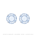 Round Lab-Grown Diamond Stud Earrings – 4 Prong Basket Pushback – 14K White Gold