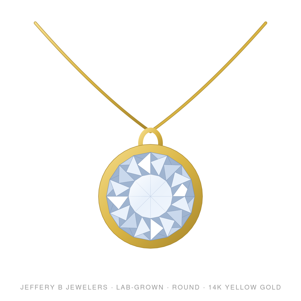 Round Lab-Grown Diamond Pendant – Bezel – 14K Yellow Gold