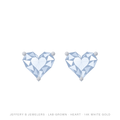 Heart Lab-Grown Diamond Stud Earrings – 3 Prong Martini Pushback – 14K White Gold
