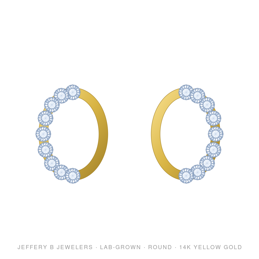 Round Lab-Grown Diamond Hoop Earrings – Oval Hoop Earrings Small – 14K Yellow Gold