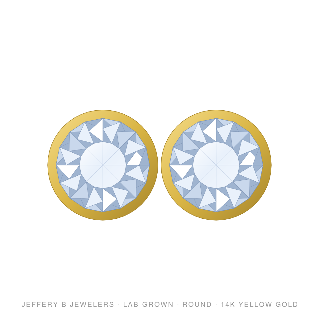 Round Lab-Grown Diamond Stud Earrings – Bezel Stud – 14K Yellow Gold