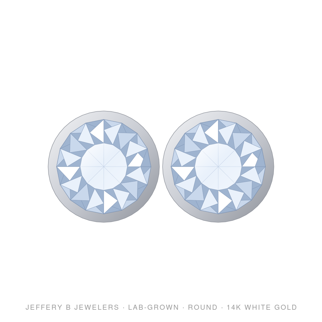 Round Lab-Grown Diamond Stud Earrings – Bezel Stud – 14K White Gold