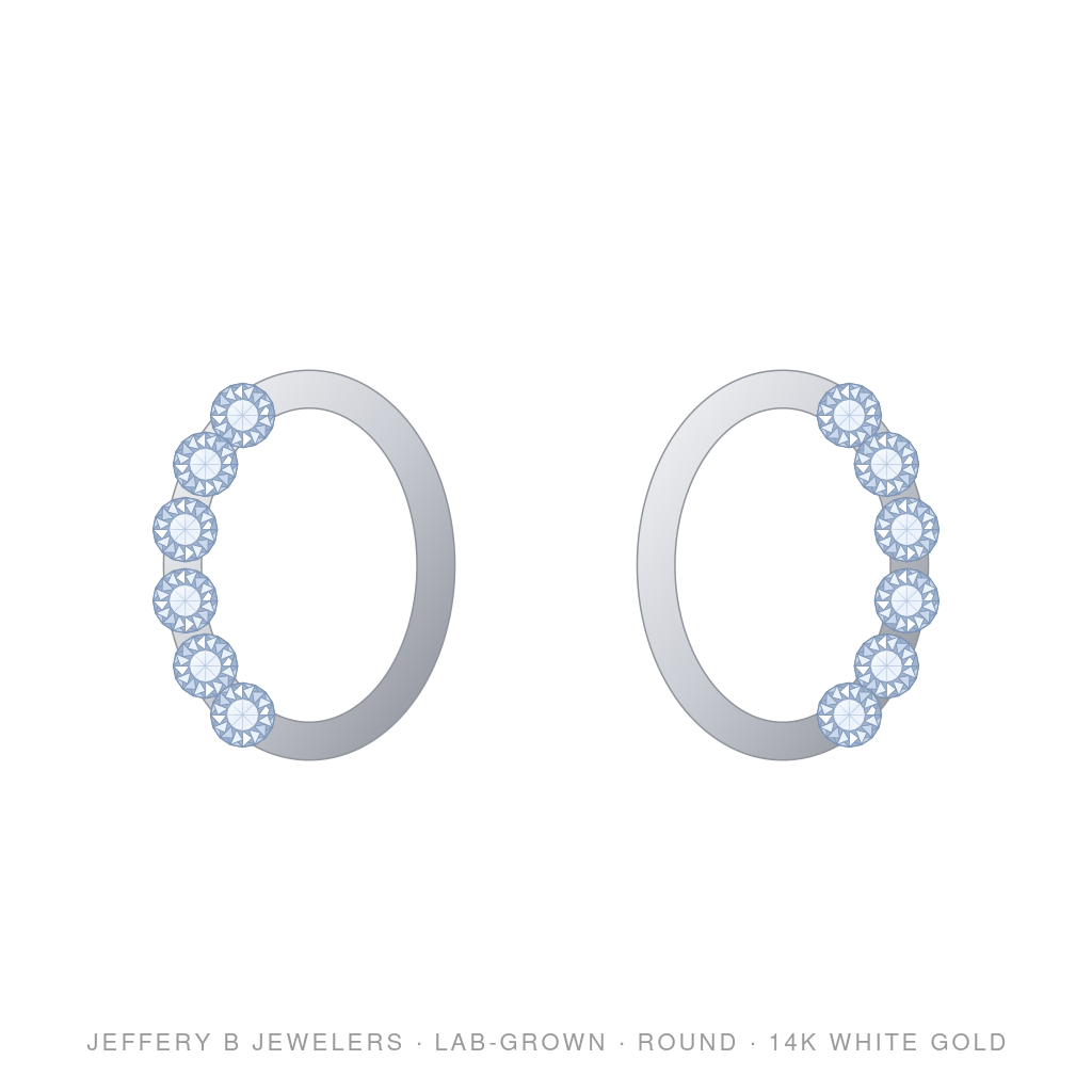 Round Lab-Grown Diamond 6-Stone Hoop Earrings – 6 Stone Hoop Earring – 14K White Gold