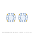 Cushion Lab-Grown Diamond Stud Earrings – 4 Prong Basket Pushback – 14K Yellow Gold