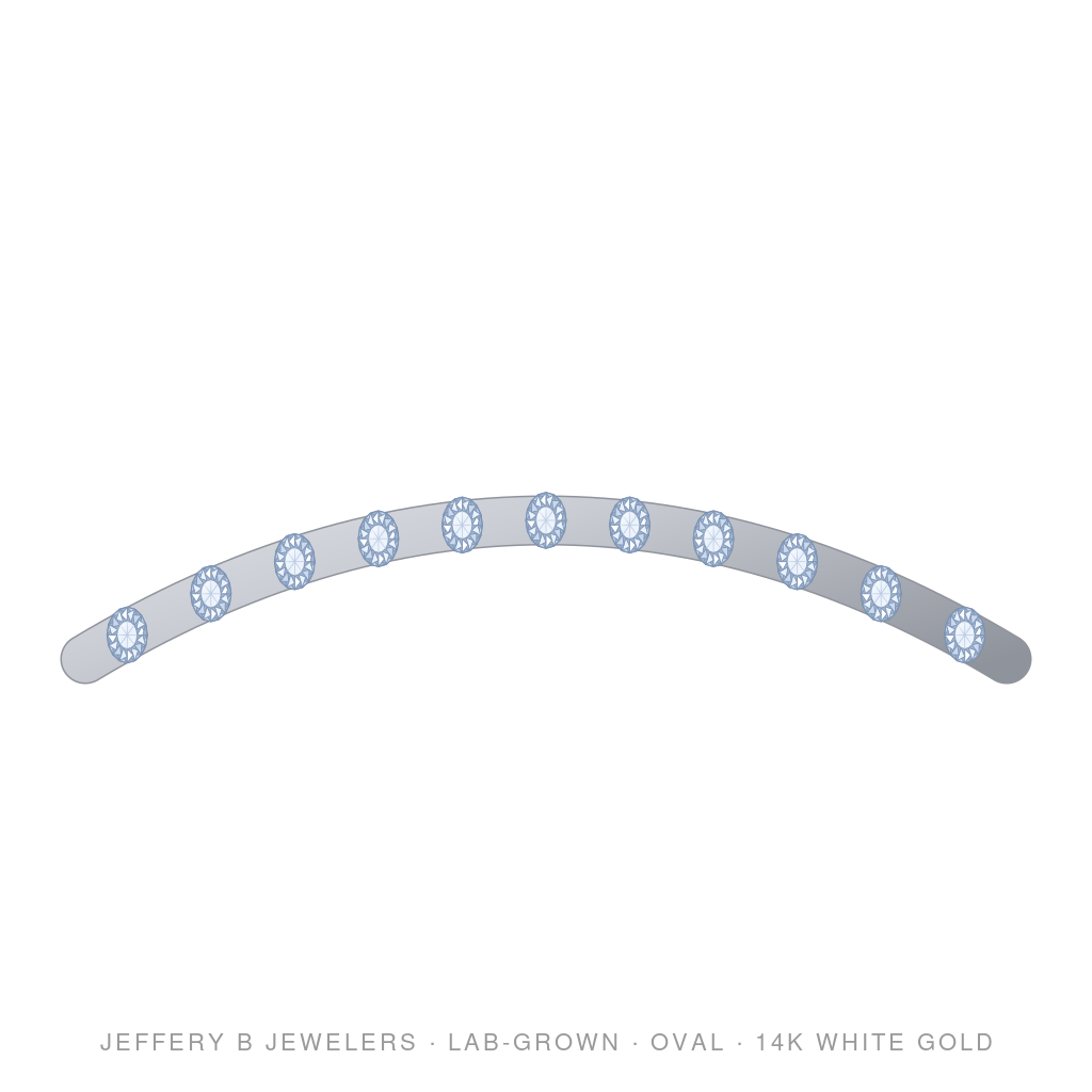 Oval Lab-Grown Diamond Tennis Bracelet – North South Bracelet – 14K White Gold