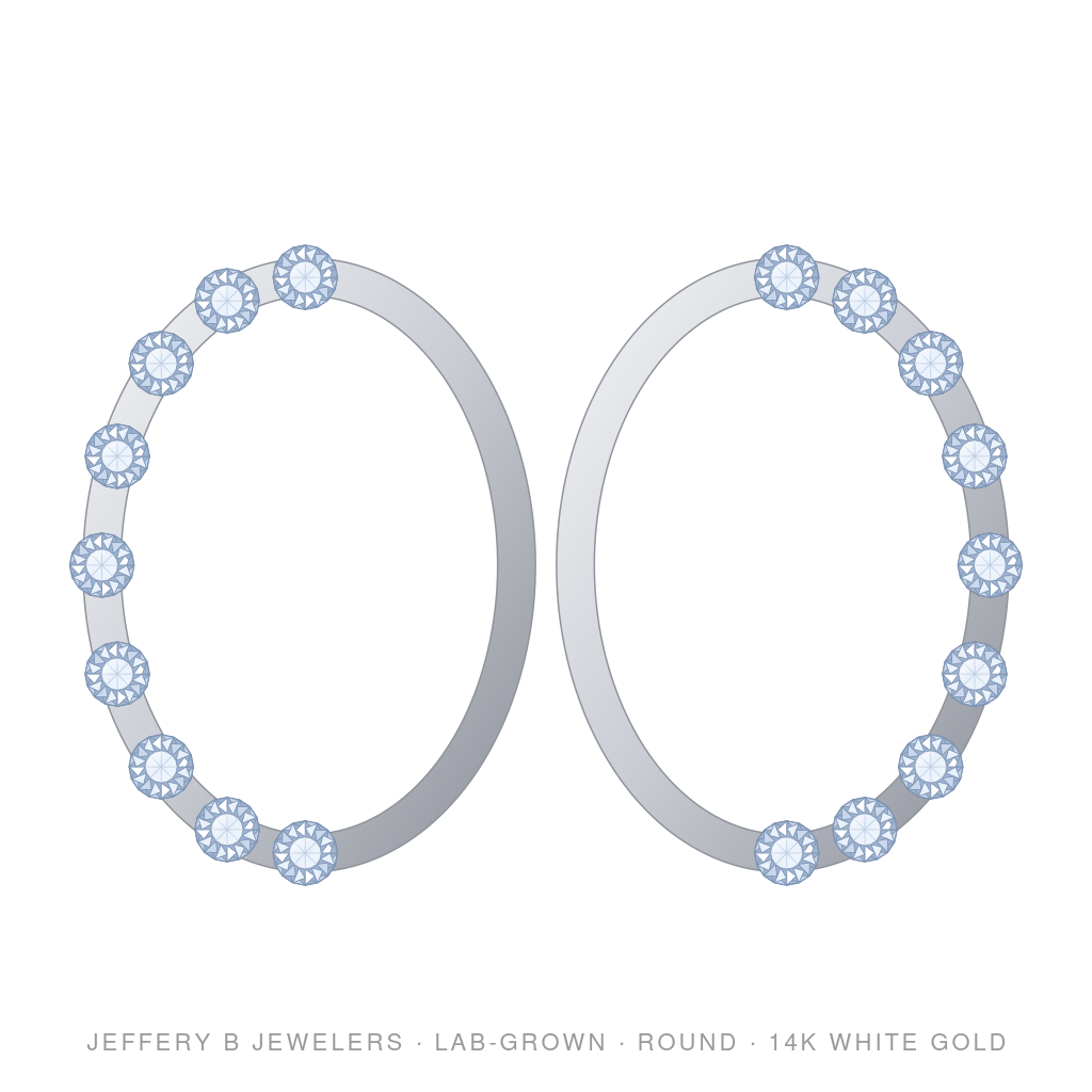 Round Lab-Grown Diamond Hoop Earrings – Oval Hoop Earrings Large – 14K White Gold