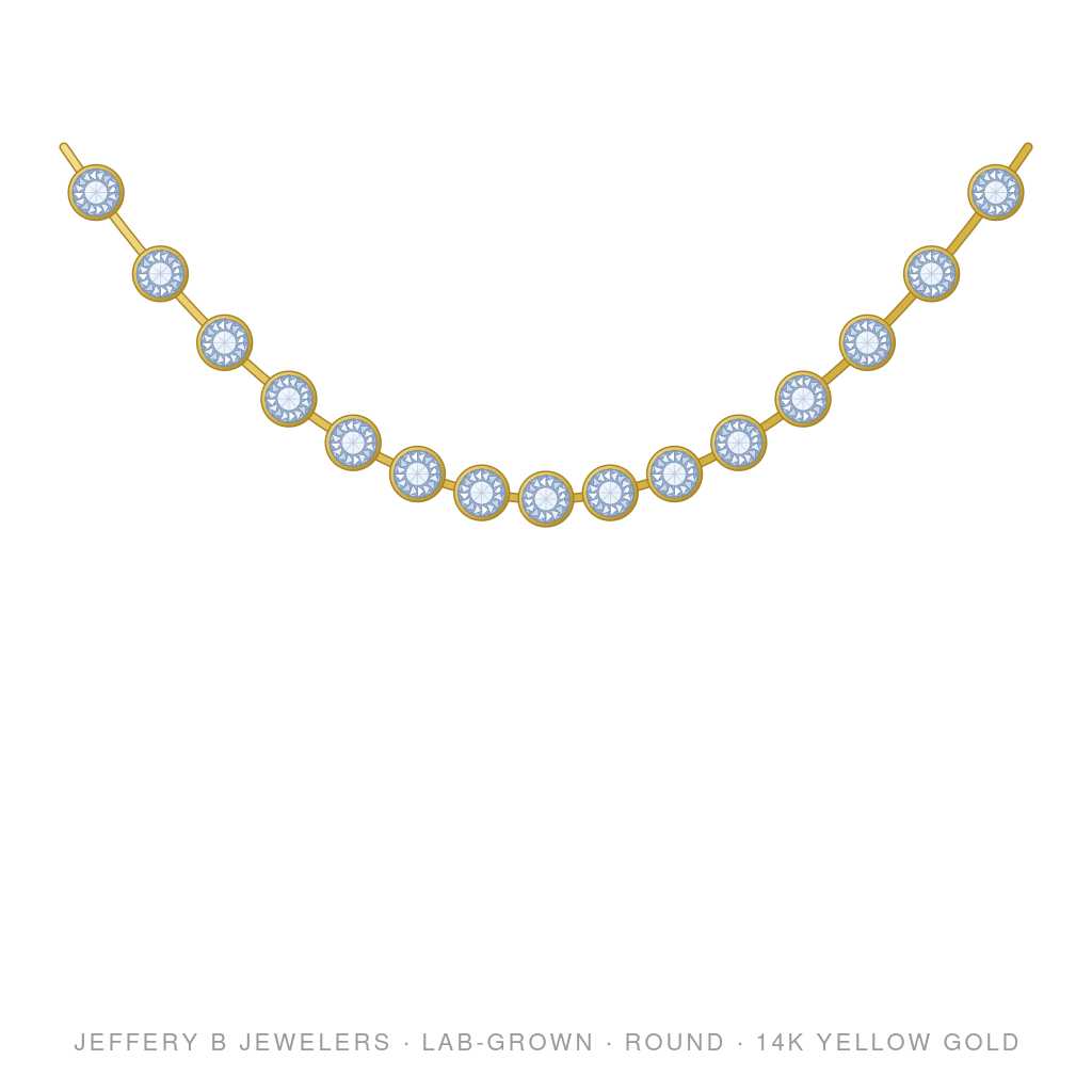 Round Lab-Grown Diamond Diamonds-by-the-Yard Necklace – Diamond By Yard 15 Station – 14K Yellow Gold