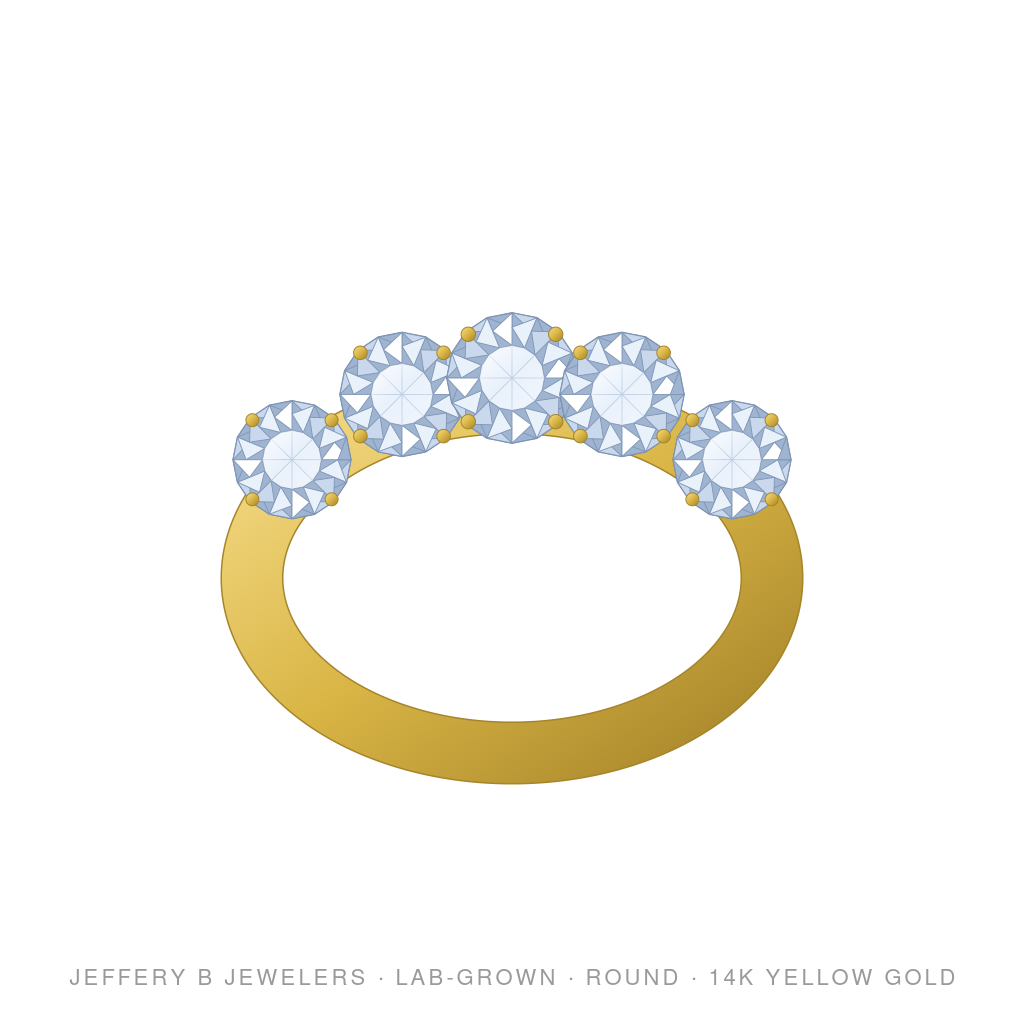 Round Lab-Grown Diamond 5-Stone Ring – 5 Stone Ring – 14K Yellow Gold