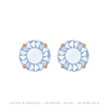 Round Lab-Grown Diamond Stud Earrings – 4 Prong Basket Screwback – 14K Rose Gold