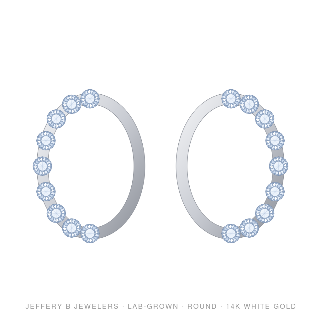 Round Lab-Grown Diamond Hoop Earrings – Oval Hoop Earrings Medium – 14K White Gold