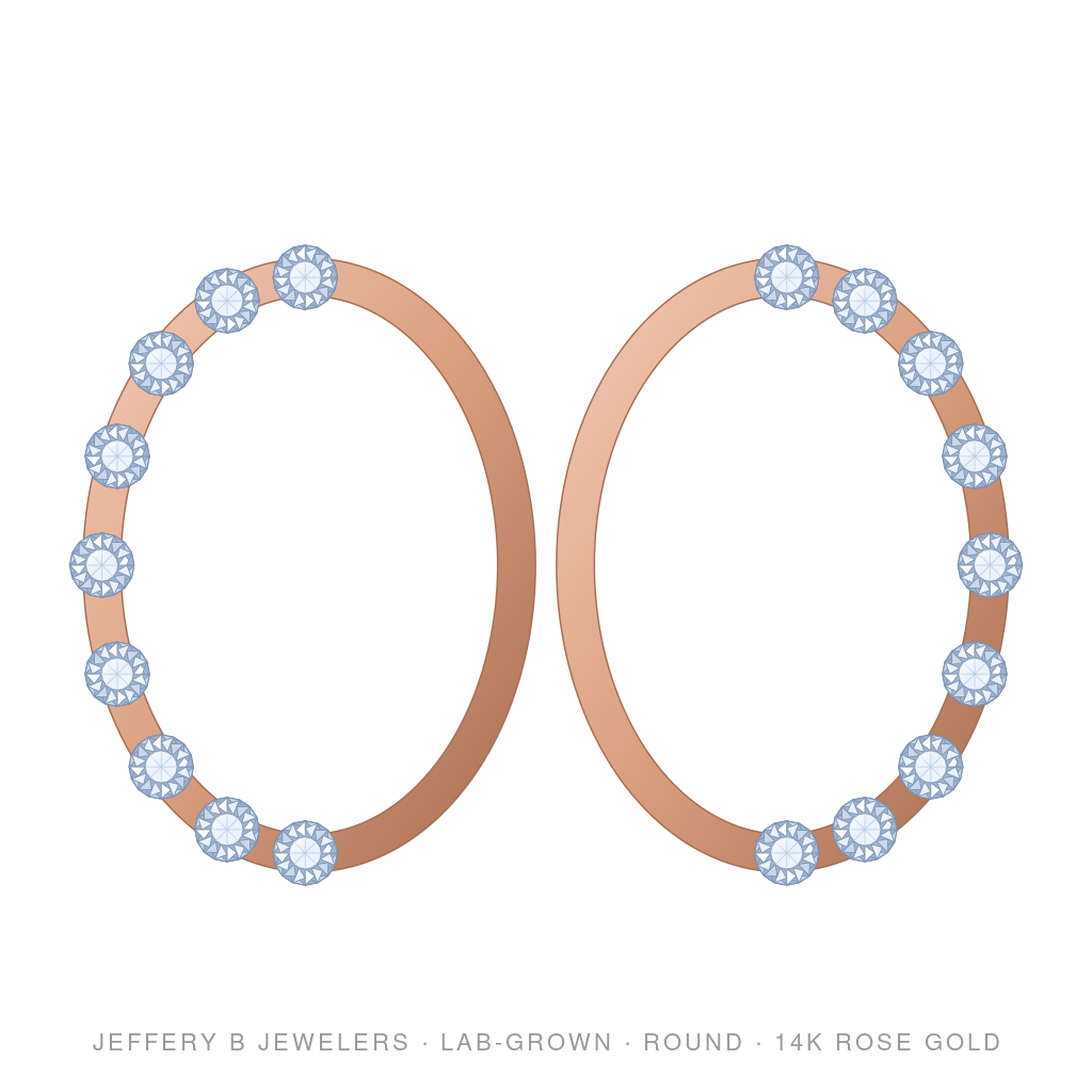 Round Lab-Grown Diamond Hoop Earrings – Oval Hoop Earrings Large – 14K Rose Gold