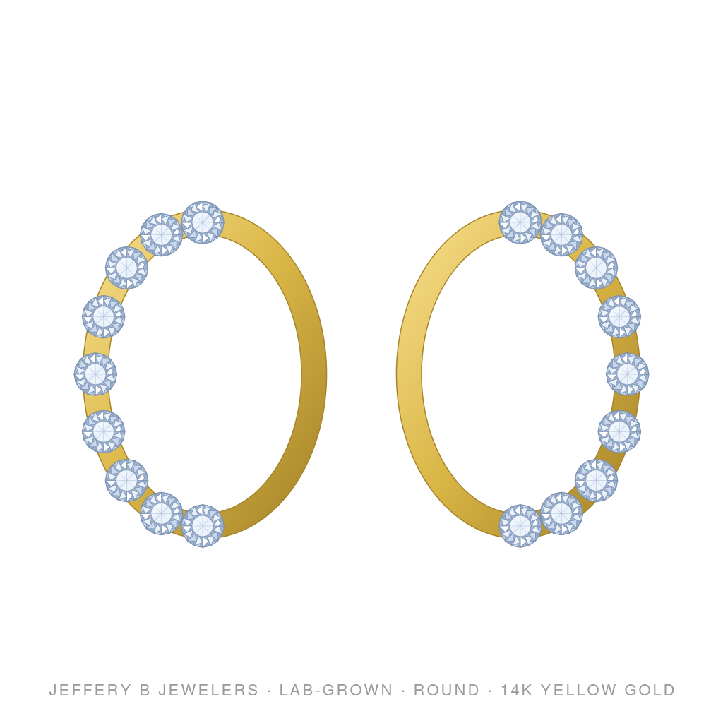 Round Lab-Grown Diamond Hoop Earrings – Oval Hoop Earrings Medium – 14K Yellow Gold