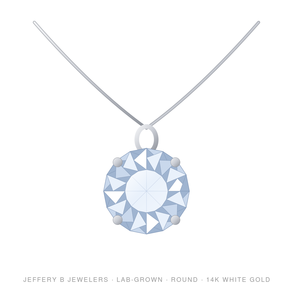 Round Lab-Grown Diamond Pendant – Solitaire – 14K White Gold