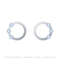 Round Lab-Grown Diamond 3-Stone Huggie Earrings – 3 Stone Huggie – 14K White Gold