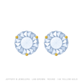 Round Lab-Grown Diamond Stud Earrings – 3 Prong Martini Screwback – 14K Yellow Gold