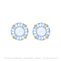 Round Lab-Grown Diamond Stud Earrings – 4 Prong Martini Pushback – 14K Yellow Gold