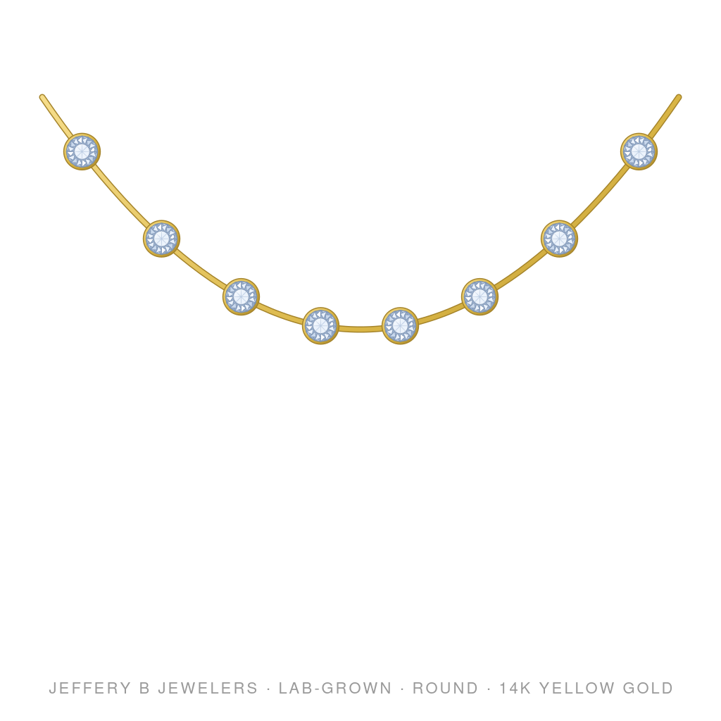 Round Lab-Grown Diamond Diamonds-by-the-Yard Necklace – Diamond By Yard 8 Station – 14K Yellow Gold