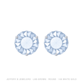 Round Lab-Grown Diamond Stud Earrings – 3 Prong Martini Screwback – 14K White Gold