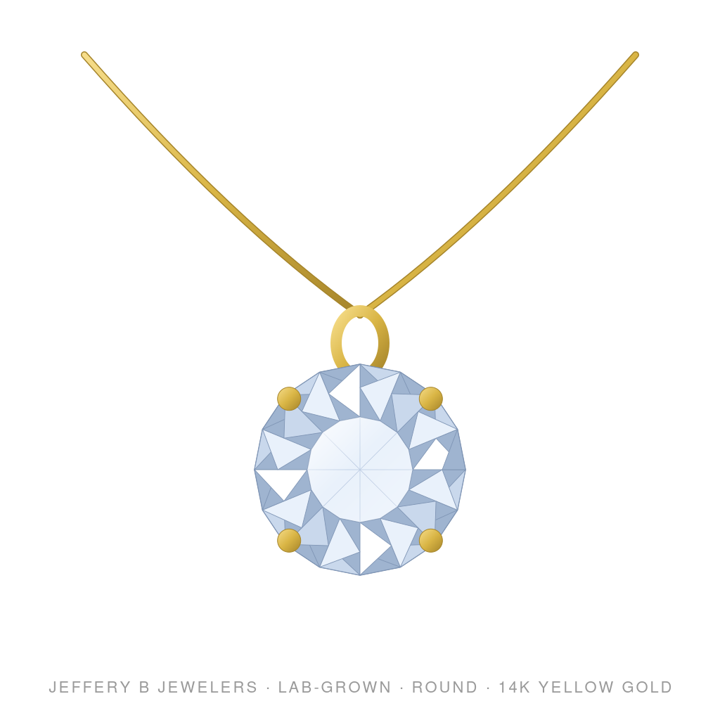 Round Lab-Grown Diamond Pendant – Solitaire – 14K Yellow Gold