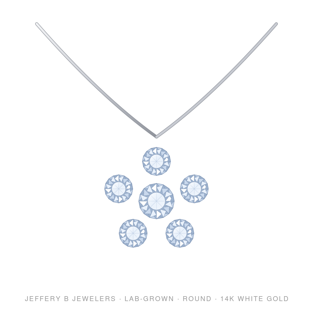 Round Lab-Grown Diamond Pendant – Star – 14K White Gold