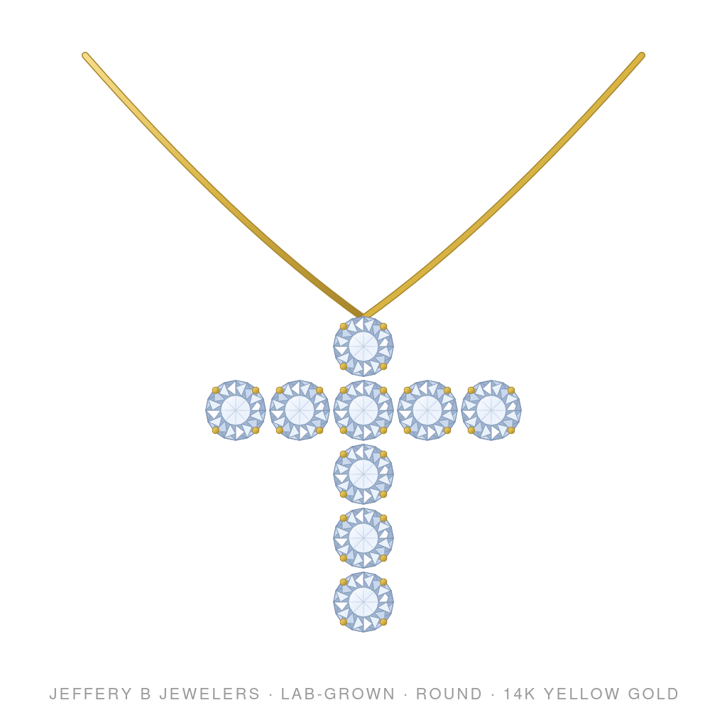 Round Lab-Grown Diamond Cross Pendant – 14K Yellow Gold