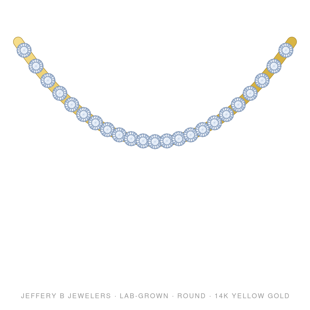 Round Lab-Grown Diamond Tennis Necklace – 17 Inch Basket 4 Prong – 14K Yellow Gold