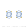 Oval Lab-Grown Diamond Stud Earrings – 4 Prong Basket Pushback – 14K Yellow Gold