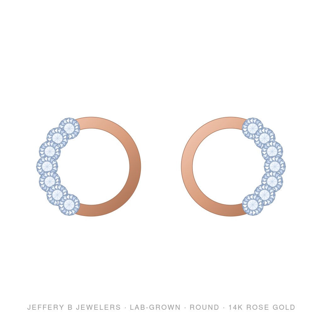 Round Lab-Grown Diamond Huggie Earrings – 14K Rose Gold